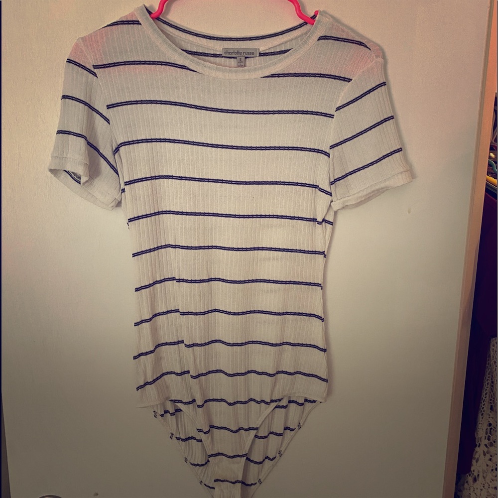 Short sleeve striped bodysuit